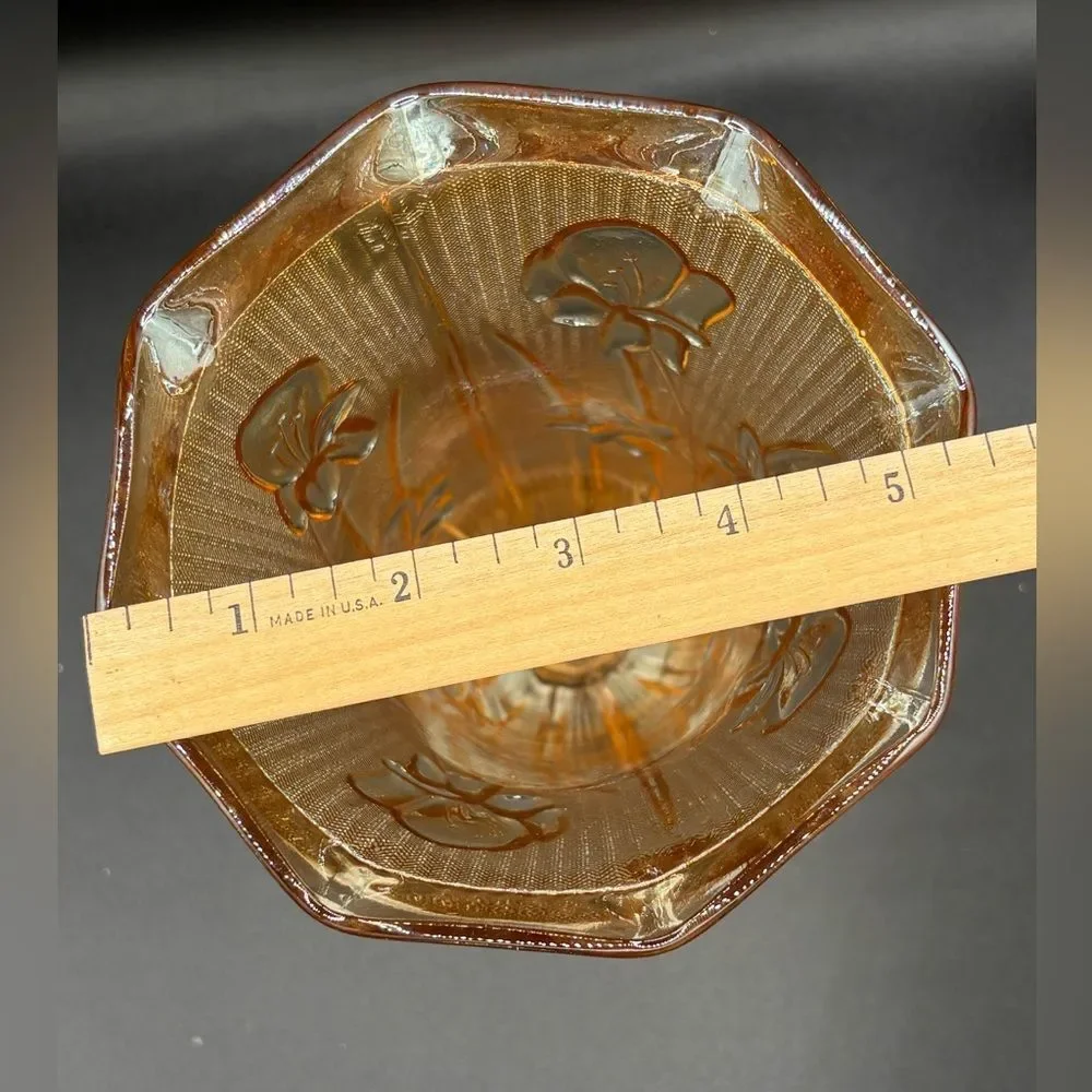Carnival Glass Footed Vase JEANETTE 9
